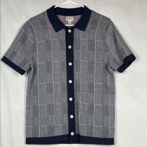 Men's Navy and Gray Sweater by